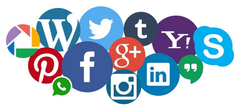 Image with icons of social media platforms