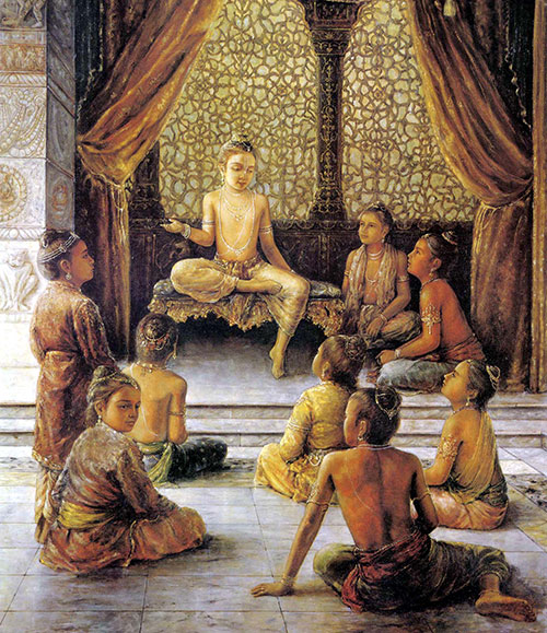 Prahlad preaching his friends about Vishnu