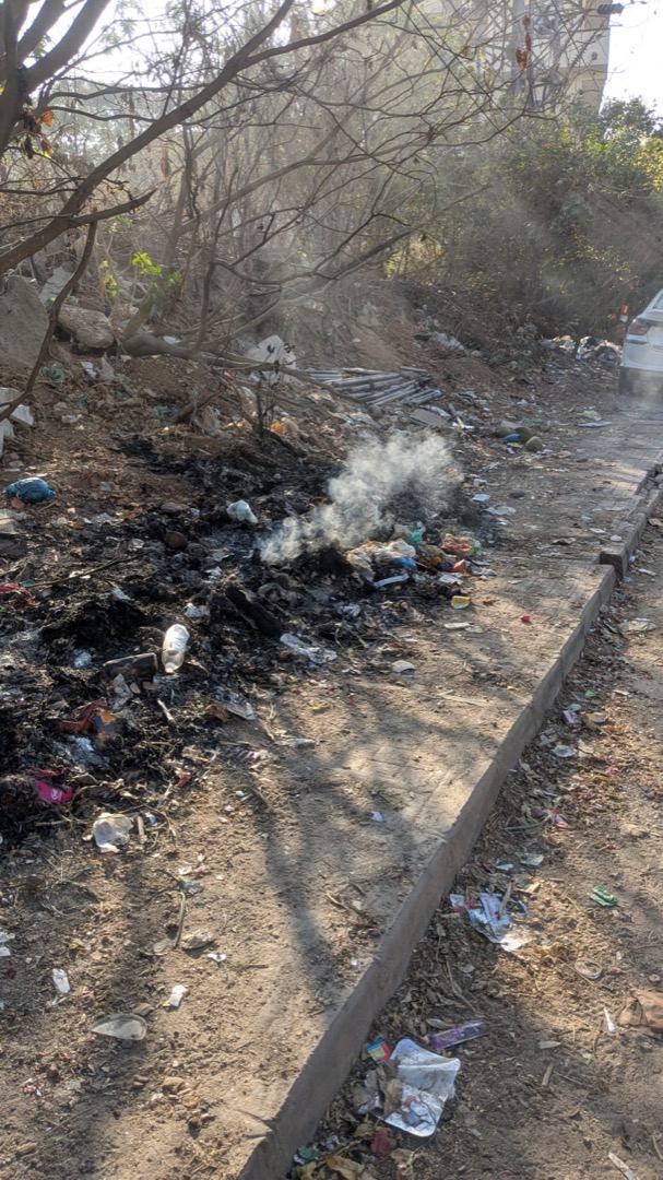 Gubbalala road with visible burnt waste - 30 Jan 2026